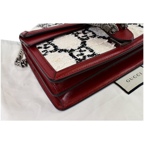 GUCCI Dionysus GG Tweed Small Shoulder Bag Cerise - Picture 6 of 12